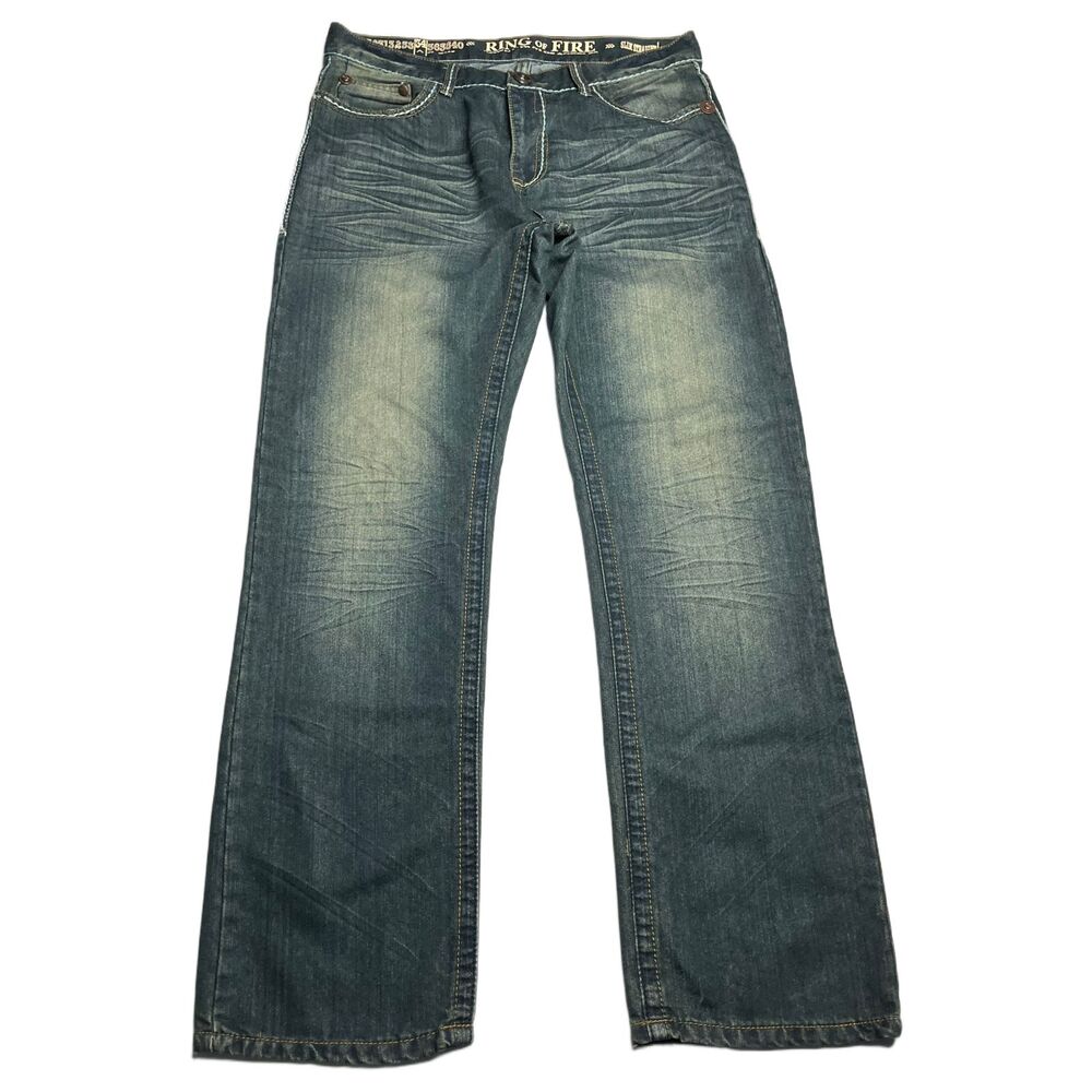 Ring of Fire Alvarado Slim Straight Jeans Mens 34x30 Blue Denim